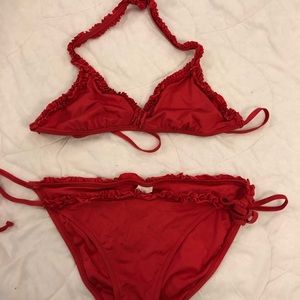 J.Crew red ruffle string bikini